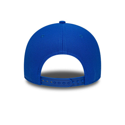 Visa Cash App Racing Bulls Teamline 2026 Blue New Era 9FORTY Adjustable Cap, rear view showing the blue mesh crown and blue plastic snap closure for adjustable sizing, with embroidered eyelets and a structured fit.