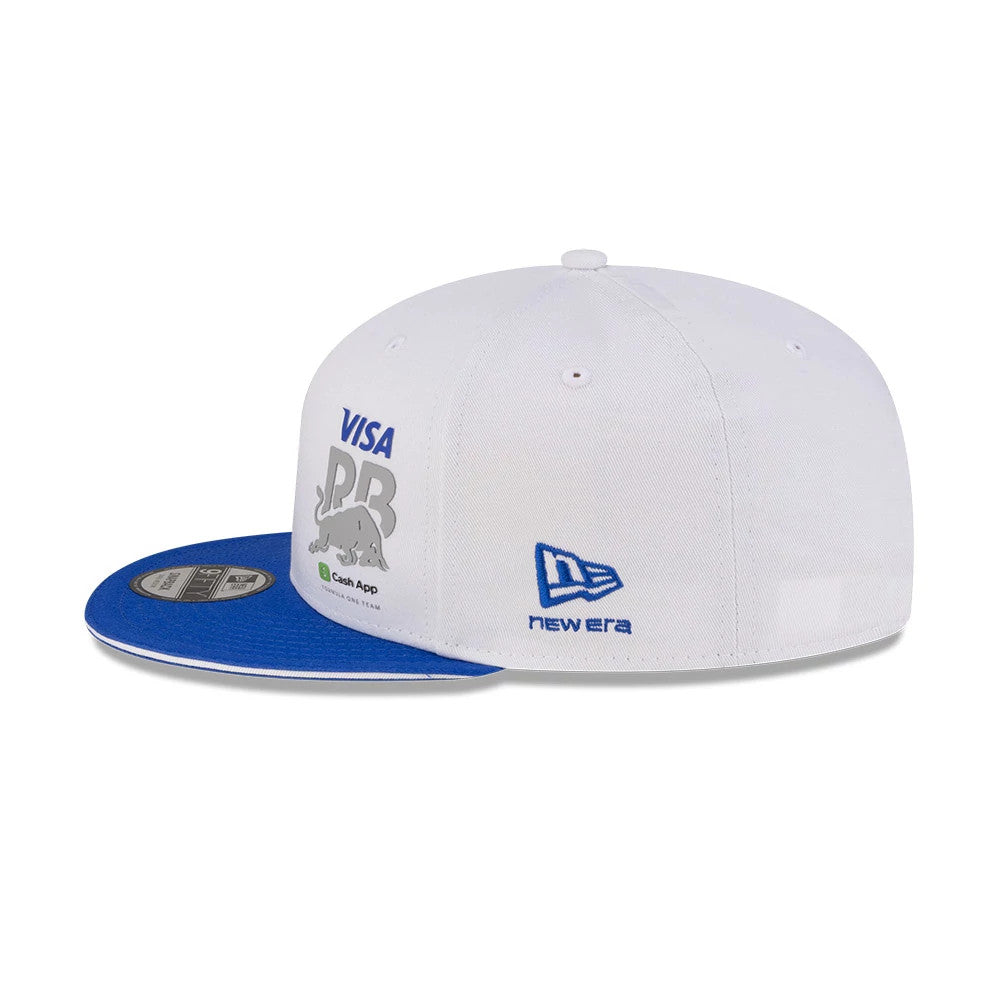 Pictured is this Visa Cash App Racing Bulls Essential 9FIFTY Snapback Adjustable cap in white. 6