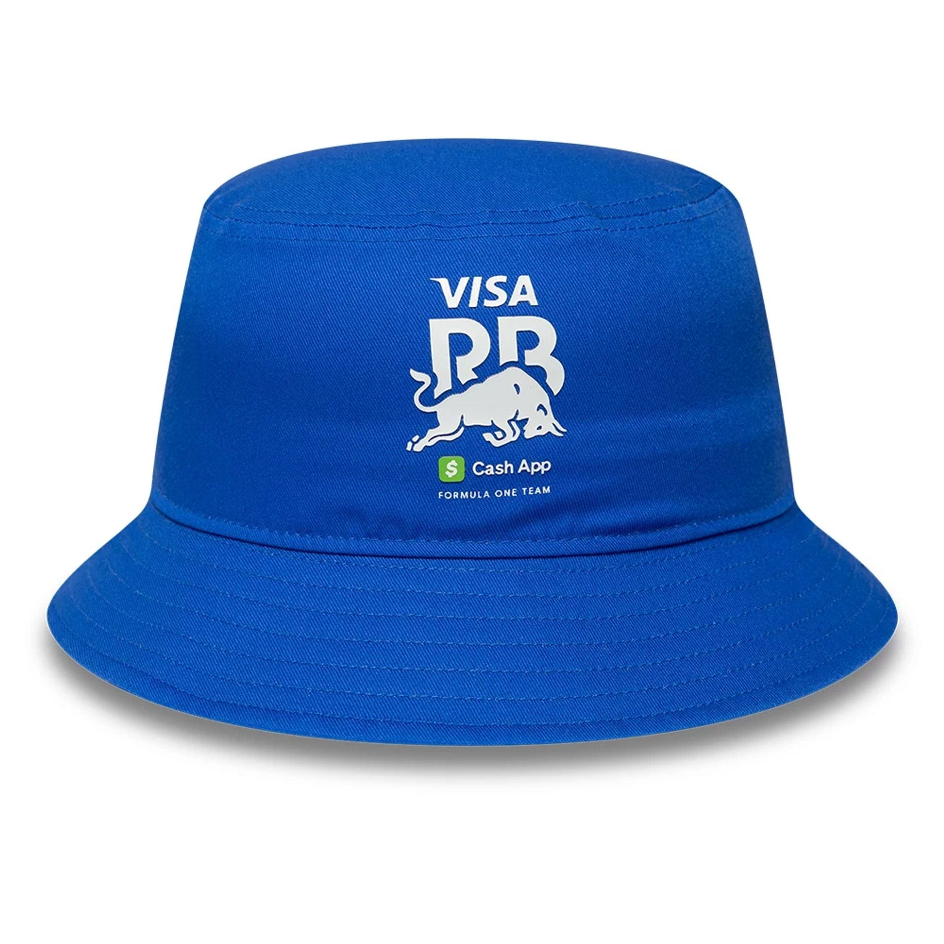 Pictured is this Essential Visa Cash App Racing Bulls Bucket hat in bright blue. 2