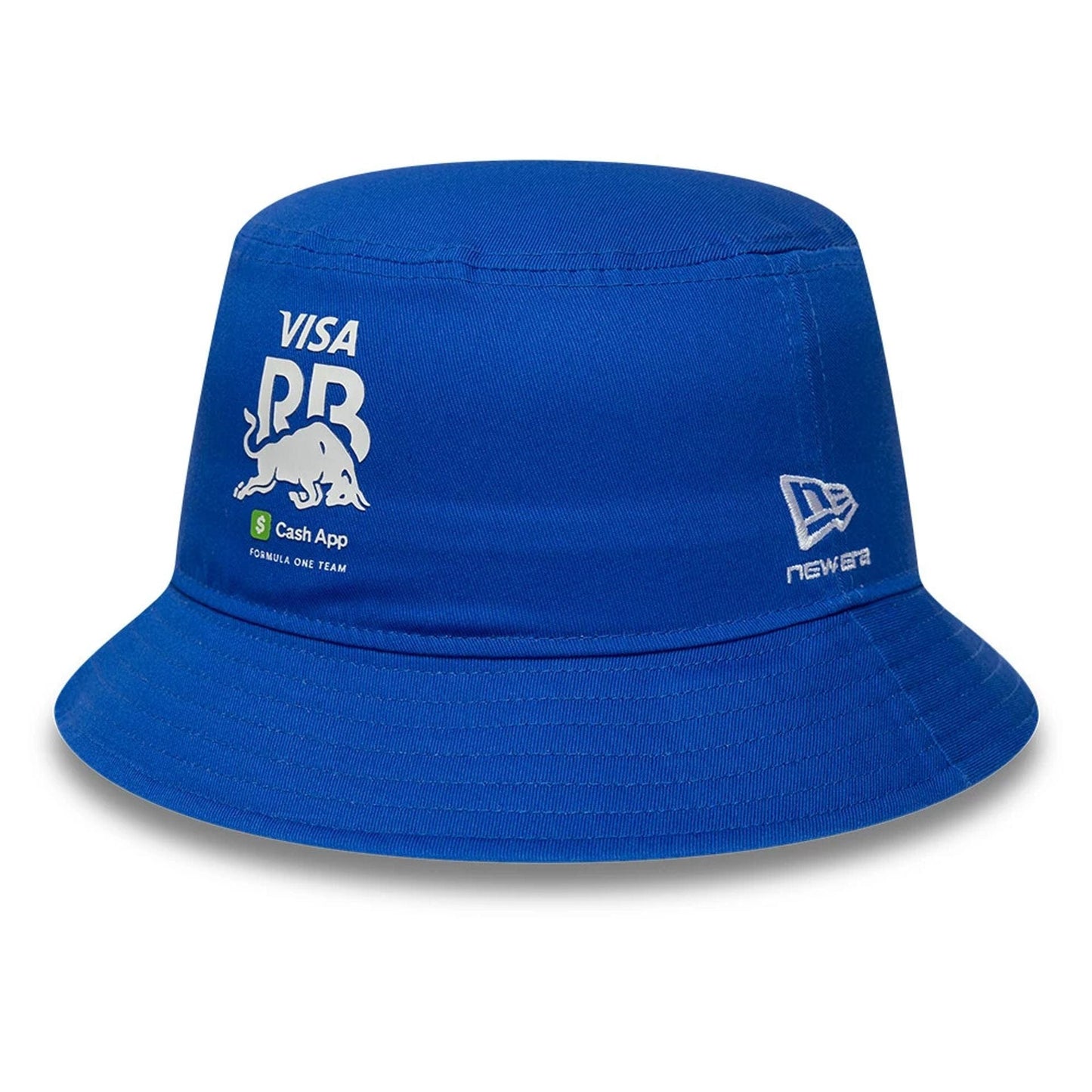Pictured is this Essential Visa Cash App Racing Bulls Bucket hat in bright blue. 1