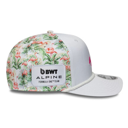 Pictured is this Alpine Racing Miami Race Special 9SEVENTY Stretch Snap Adjustable cap in white. 5