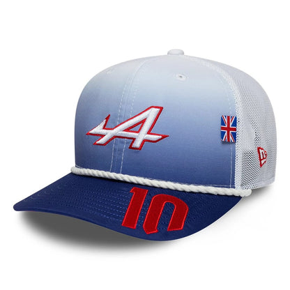 Pictured is this Pierre Gasly Silverstone Race Special Alpine Racing 9SEVENTY Stretch Snap cap in white. 1