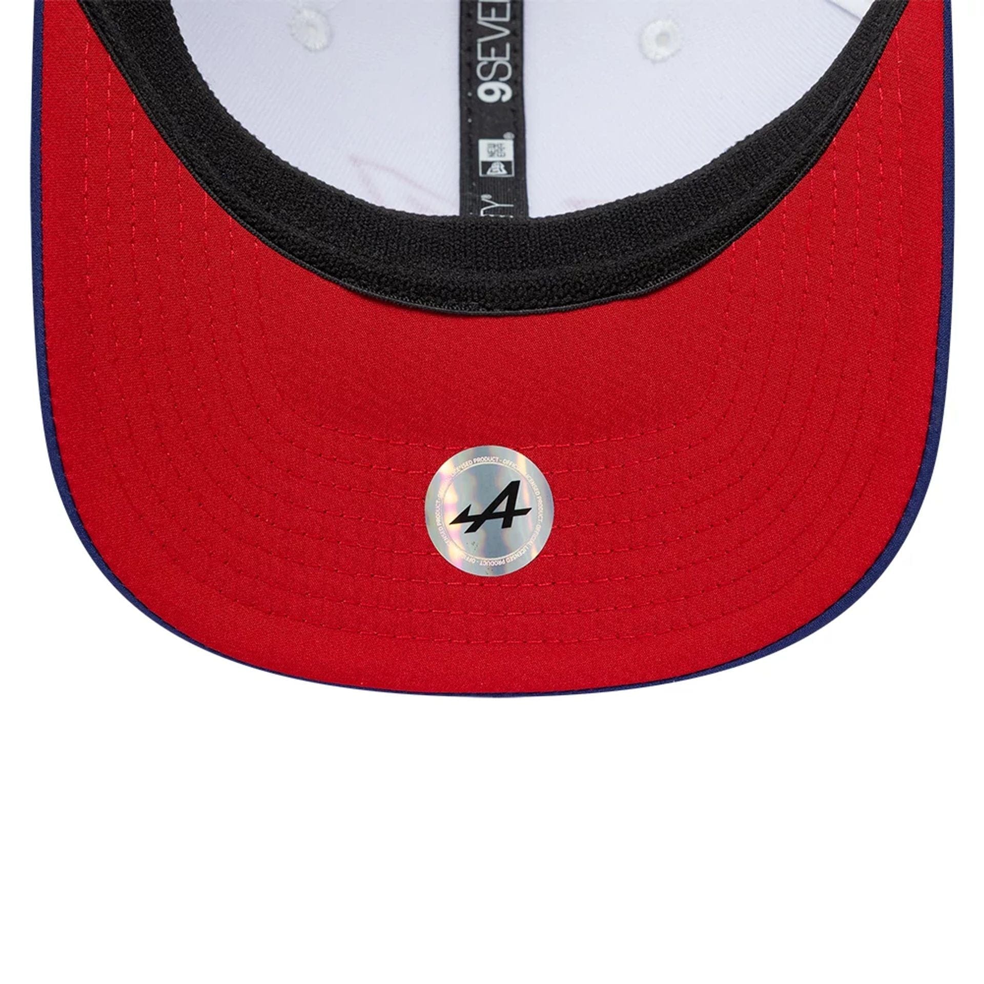 Pictured is this Alpine Racing Silverstone Race Special 9SEVENTY Stretch Snap Adjustable cap in white. 2