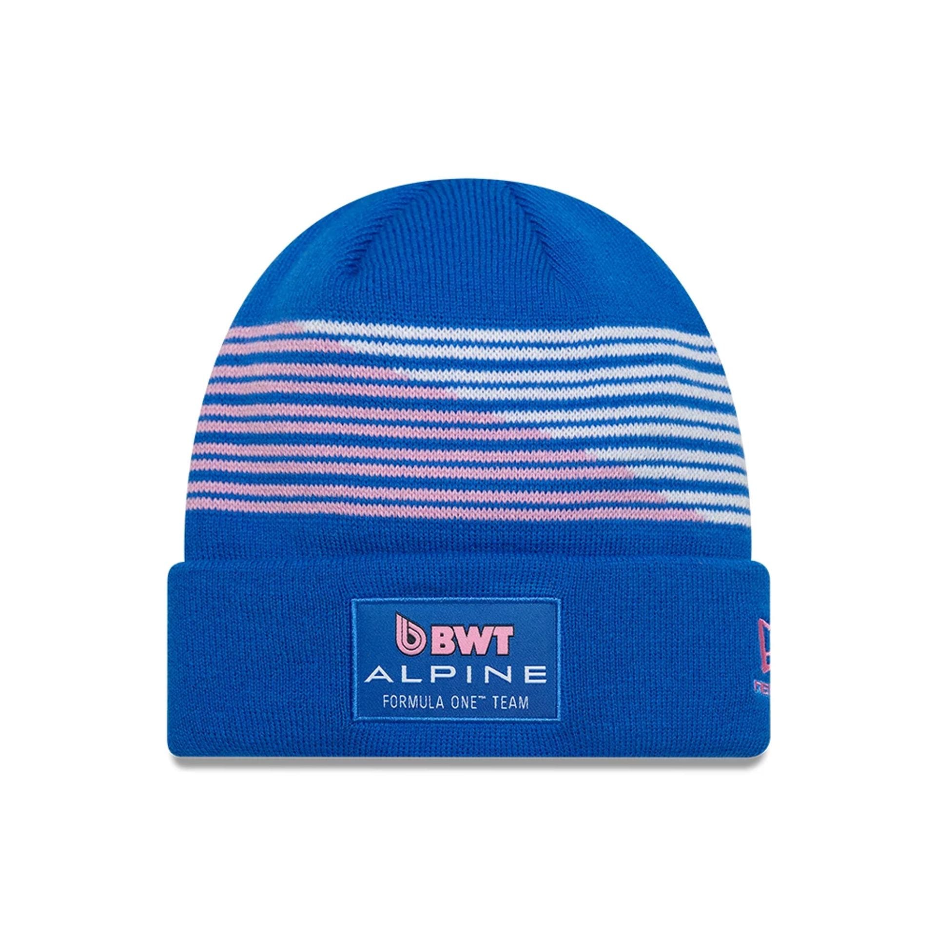Pictured is this Pierre Gasly Alpine Racing Cuff Knit Beanie hat in blue. 1