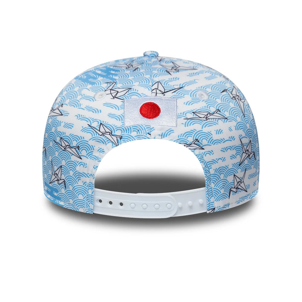 Pictured is this Alpine Racing Japan Race Special 9SEVENTY Stretch Snap Adjustable cap in white. 5