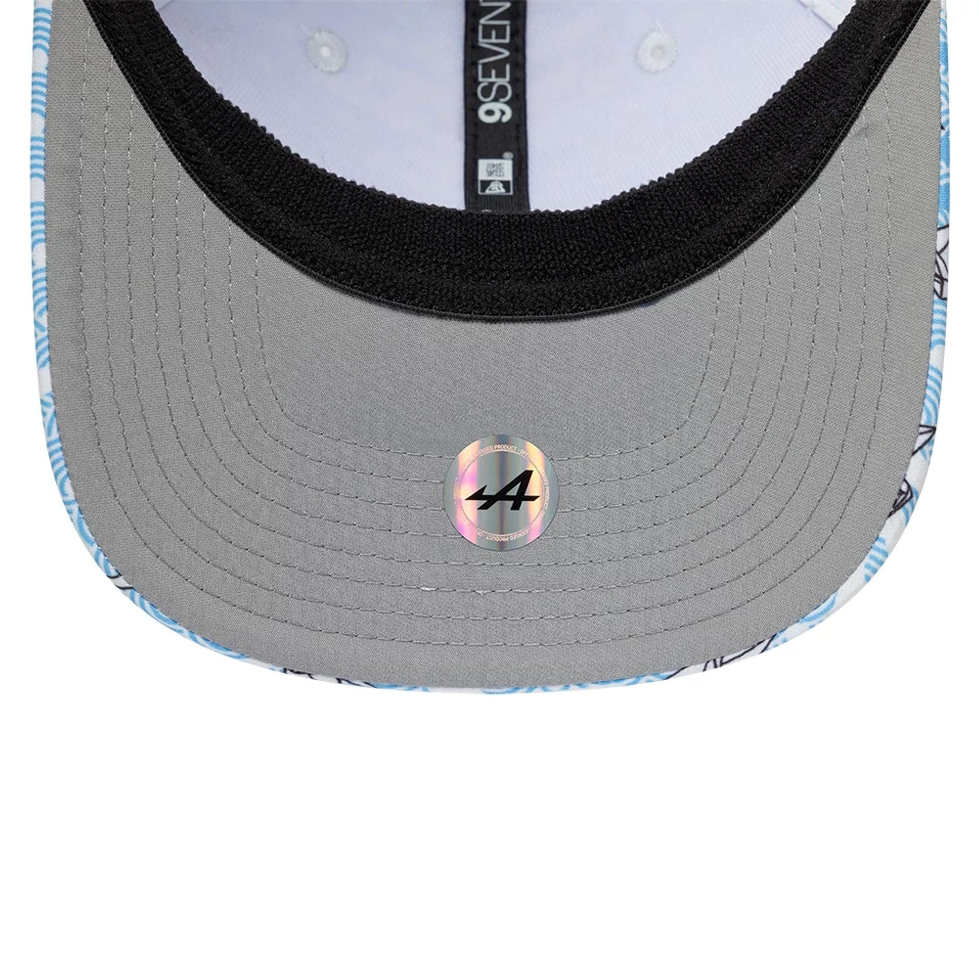 Pictured is this Alpine Racing Japan Race Special 9SEVENTY Stretch Snap Adjustable cap in white. 2