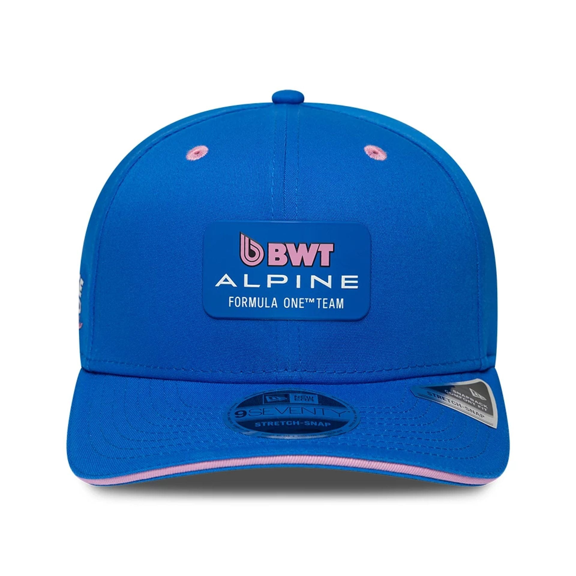 Pictured is this Alpine Racing Team 9SEVENTY Stretch Snap Adjustable cap in blue. 2