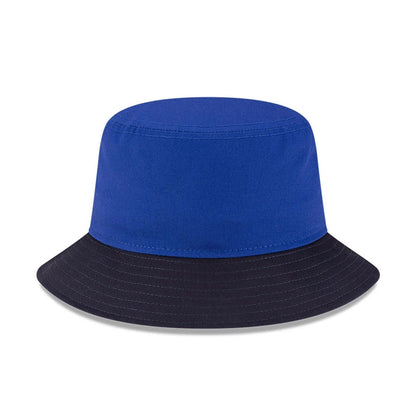 New Era Red Bull Racing Essential Dark Blue Bucket Hat, front view showing a solid dark blue crown with a contrasting black visor, no logos or additional details on the structured design.