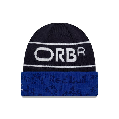 Pictured is this Team Red Bull Racing Cuff Knit Beanie hat in dark blue. 2
