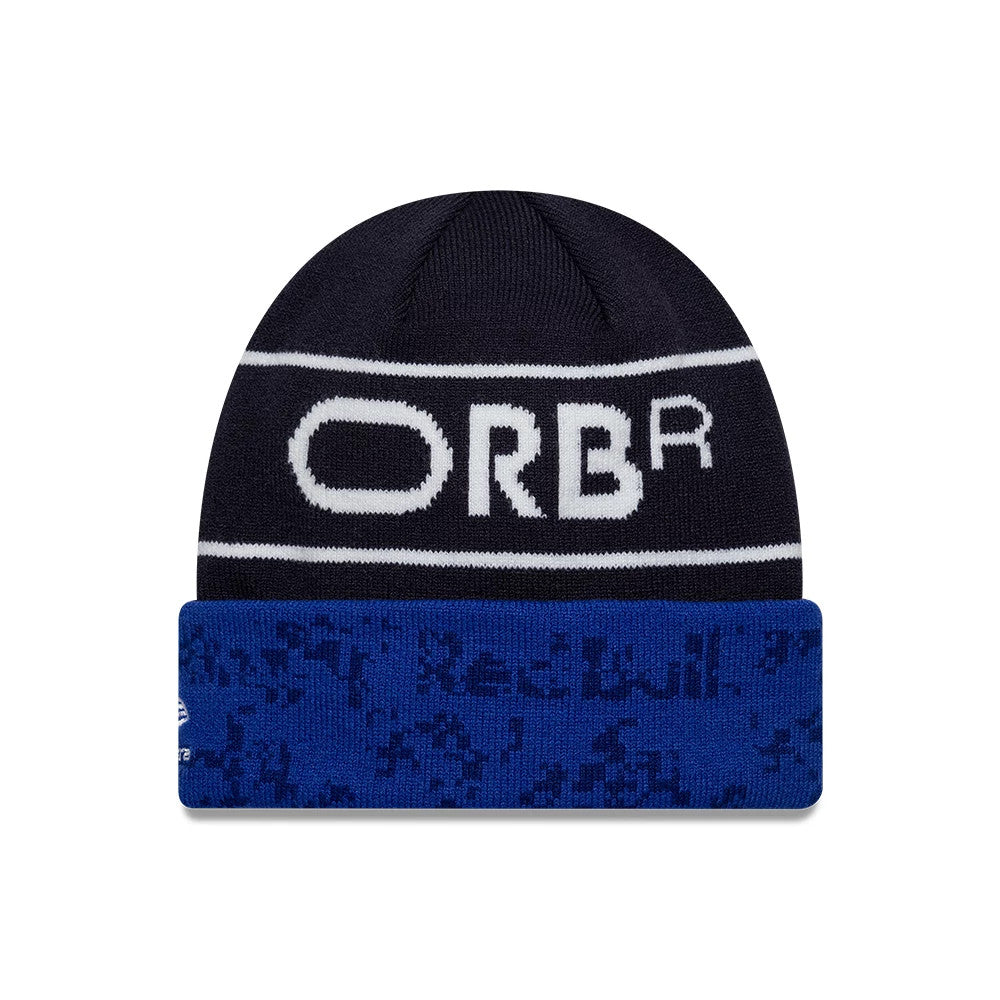 Pictured is this Team Red Bull Racing Cuff Knit Beanie hat in dark blue. 2