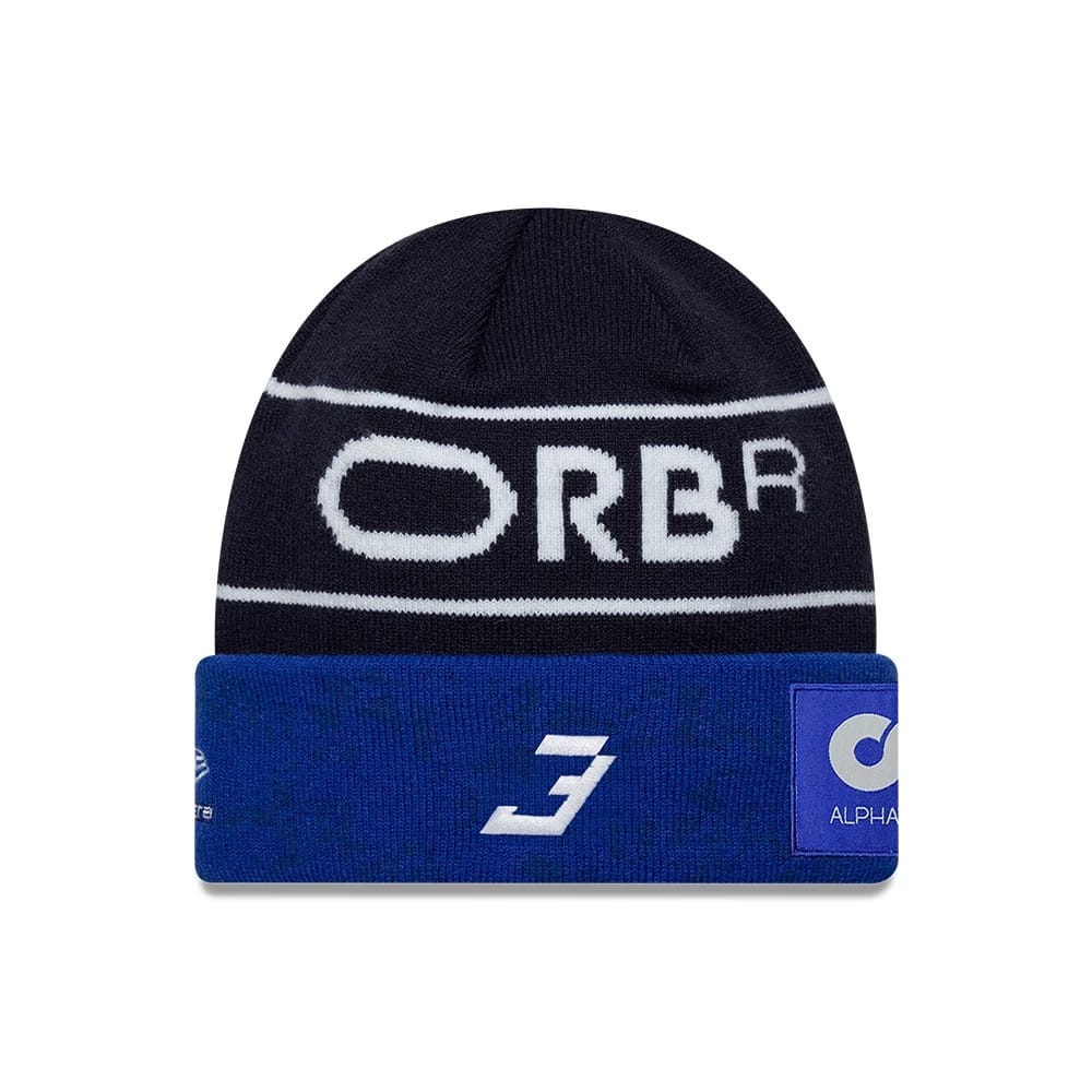 Pictured is this Replica Max Verstappen Red Bull Racing Cuff Knit Beanie hat in dark blue. 2