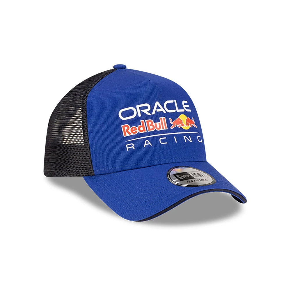 Pictured is this Essential Red Bull Racing 9FORTY A-Frame Trucker Adjustable cap in dark blue. 3