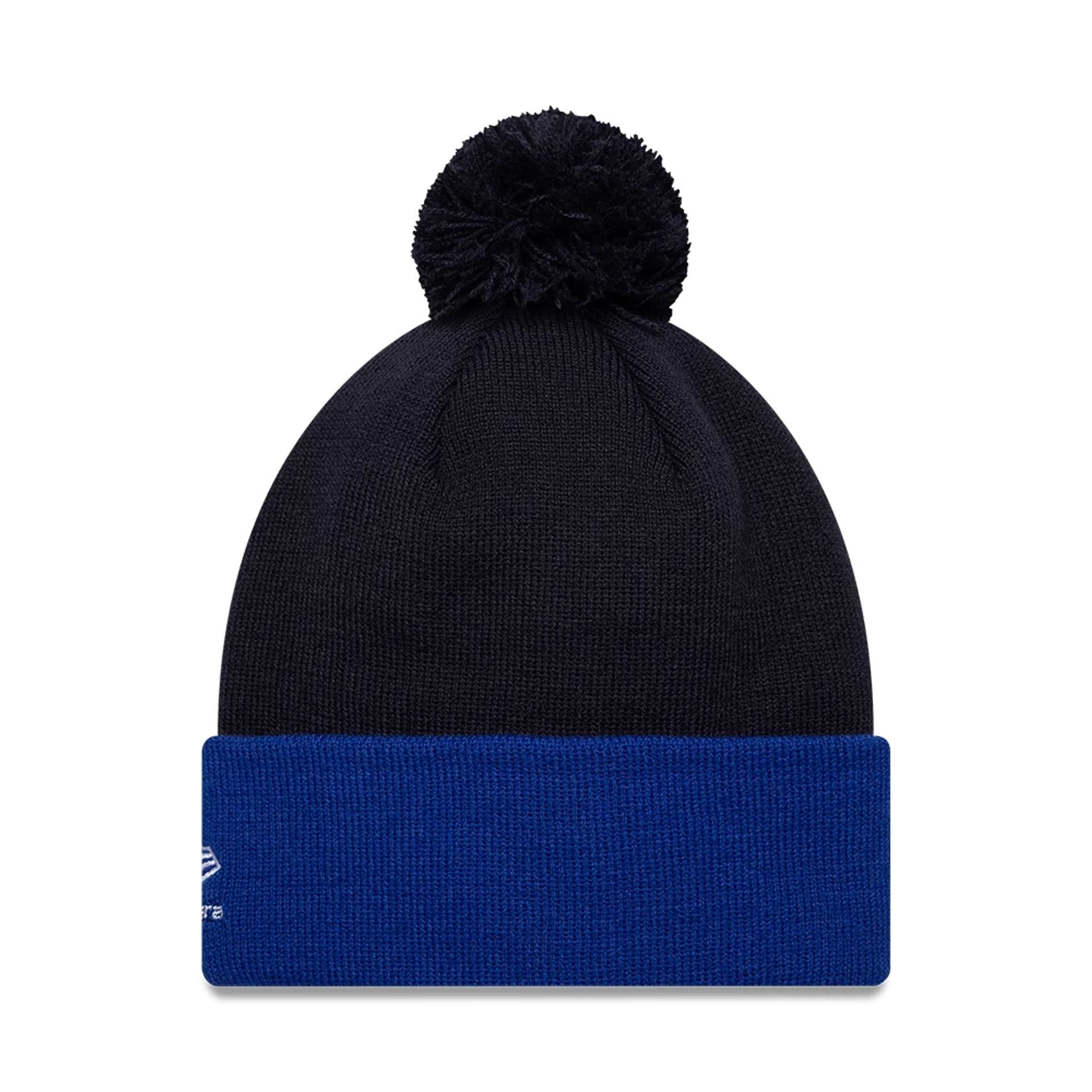 Pictured is this Essential Red Bull Racing Bobble Knit Beanie hat in dark blue. 2