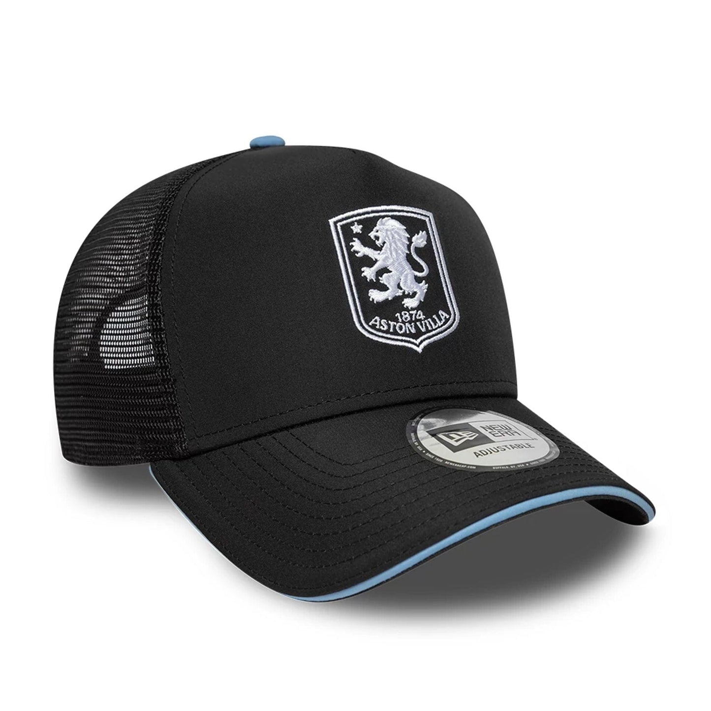 Pictured is this Away Kit Aston Villa FC 9FORTY A-Frame Trucker cap in black. 3