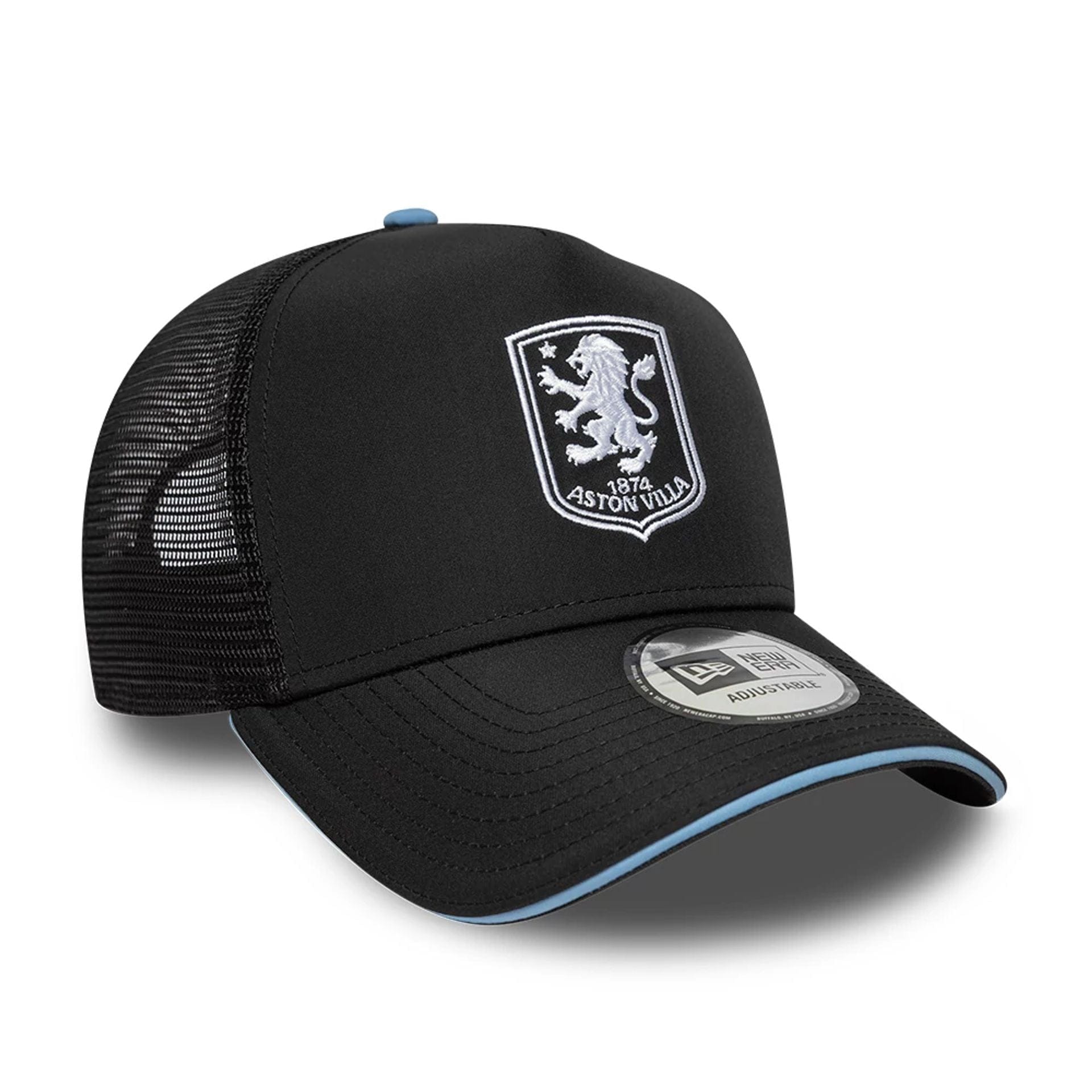 Pictured is this Away Kit Aston Villa FC 9FORTY A-Frame Trucker cap in black. 3