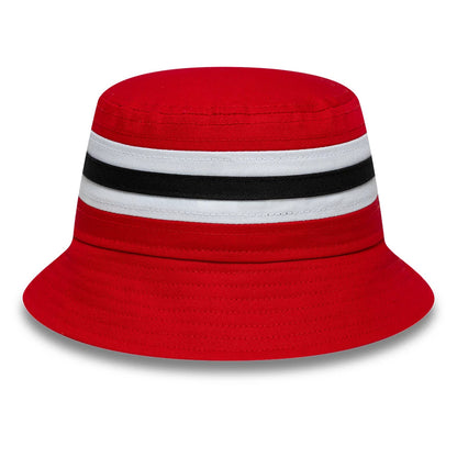 Pictured is this Infant Stripe Manchester United FC Bucket hat in red. 2