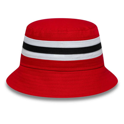 Pictured is this Infant Stripe Manchester United FC Bucket hat in red. 2