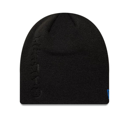 Pictured is this EDWIN x New Era Skull Knit Beanie hat in black. 1