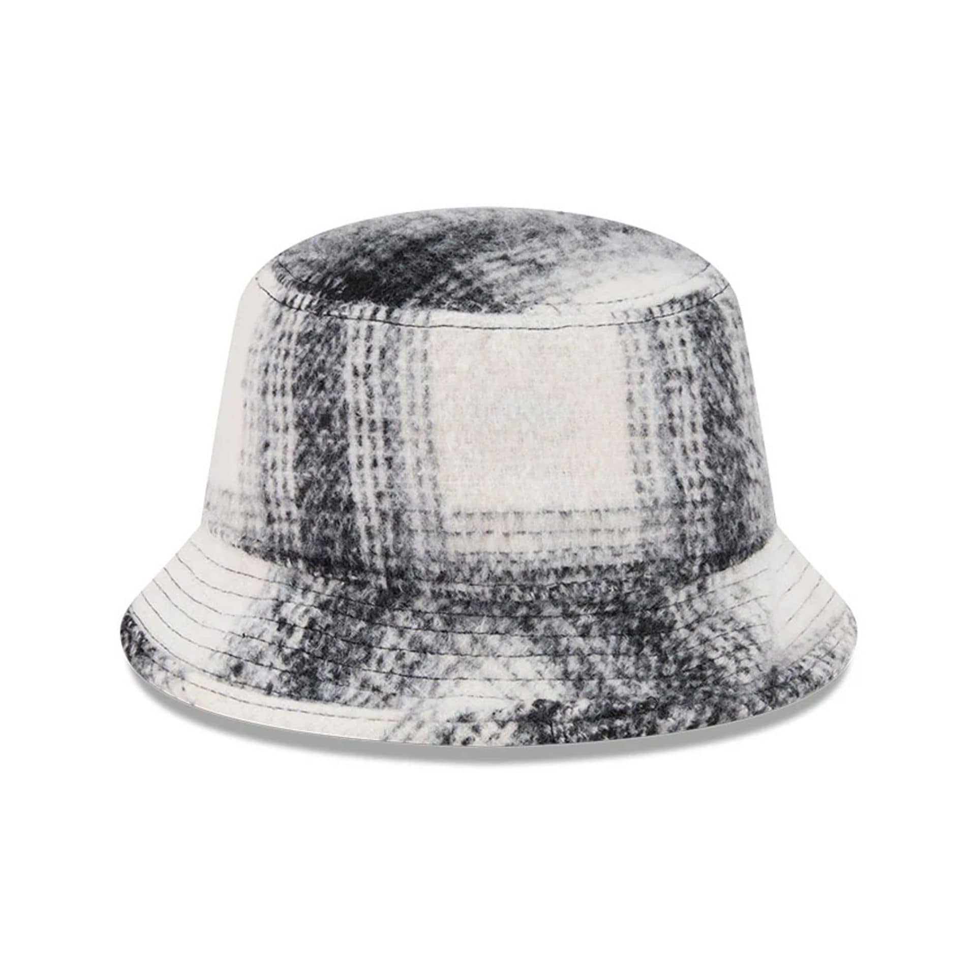 Pictured is this New Era Bucket hat in White & Black Plaid. 3