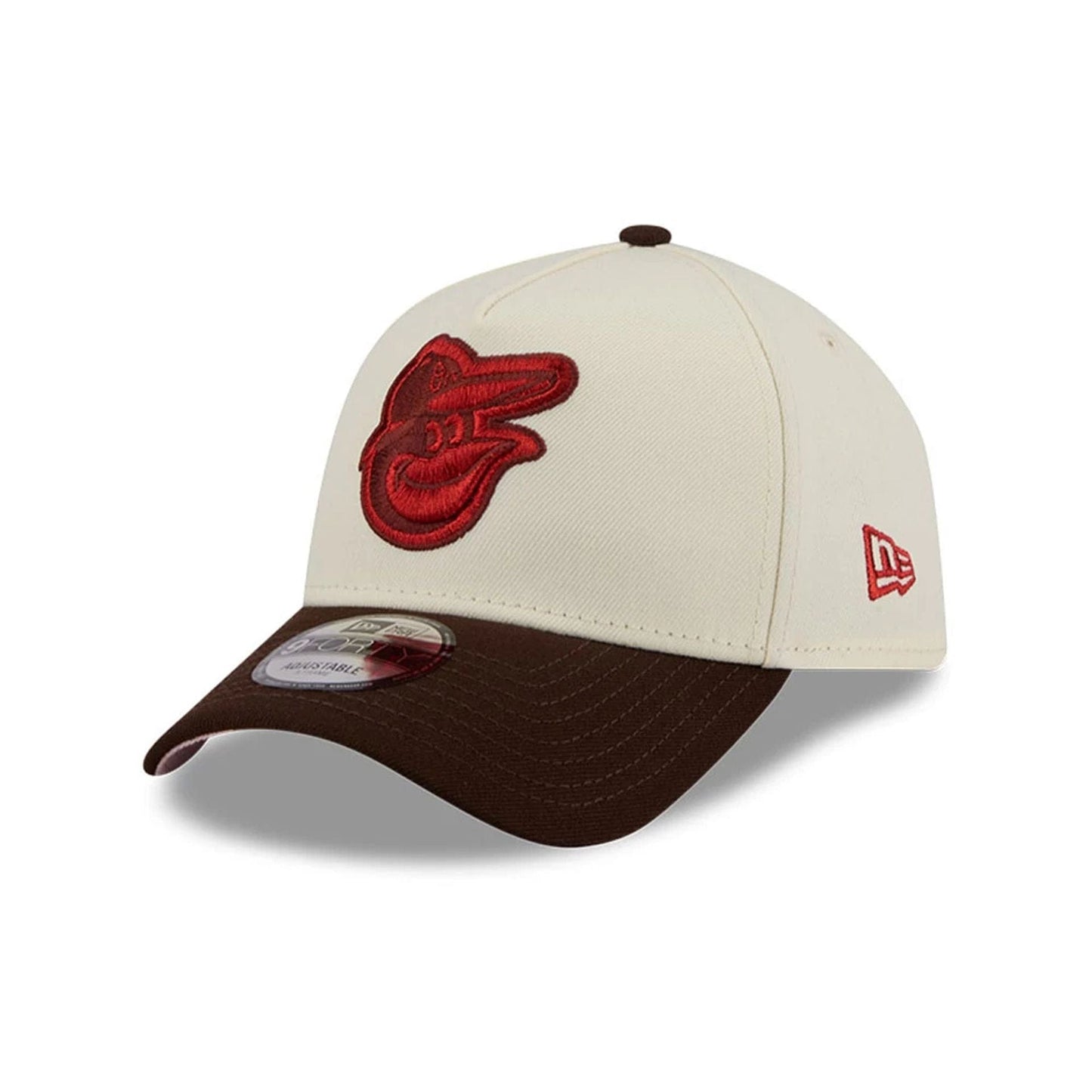Pictured is this MLB City Script Baltimore Orioles 9FORTY A-Frame cap in Cream. 4