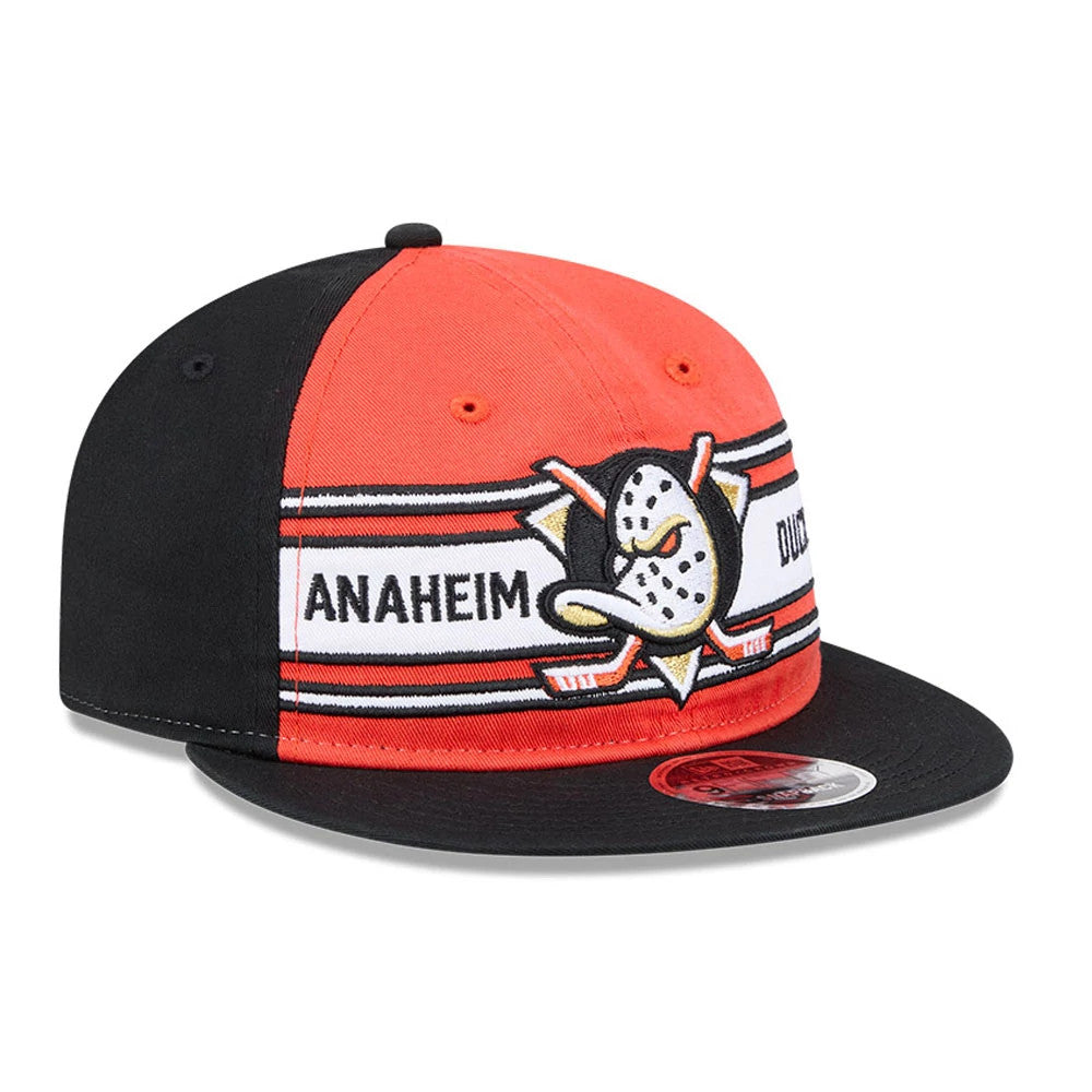 Pictured is this NHL Team Stripes Anaheim Ducks Retro Crown 9FIFTY cap in orange. 3