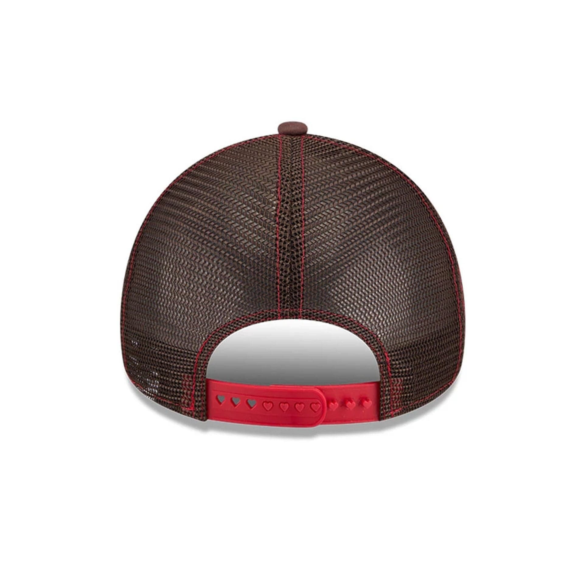 Pictured is this New Era Broken Heart Service & Repair 9FORTY A-Frame Trucker cap in white. 3