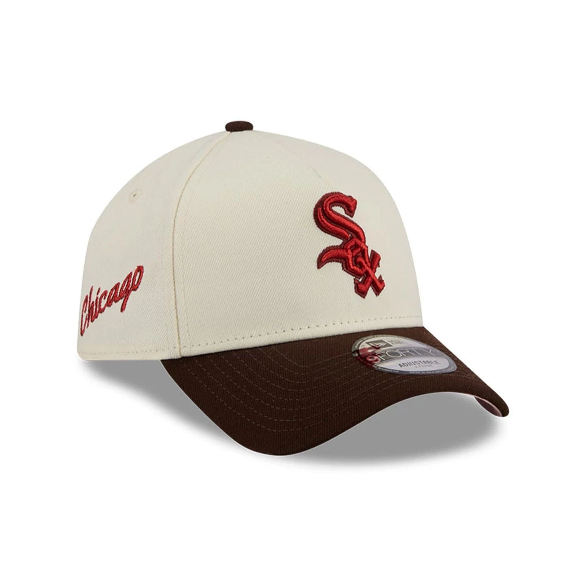 Pictured is this MLB City Script Chicago White Sox 9FORTY A-Frame cap in Cream. 1