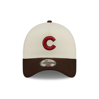 Pictured is this MLB City Script Chicago Cubs 9FORTY A-Frame cap in Cream  3