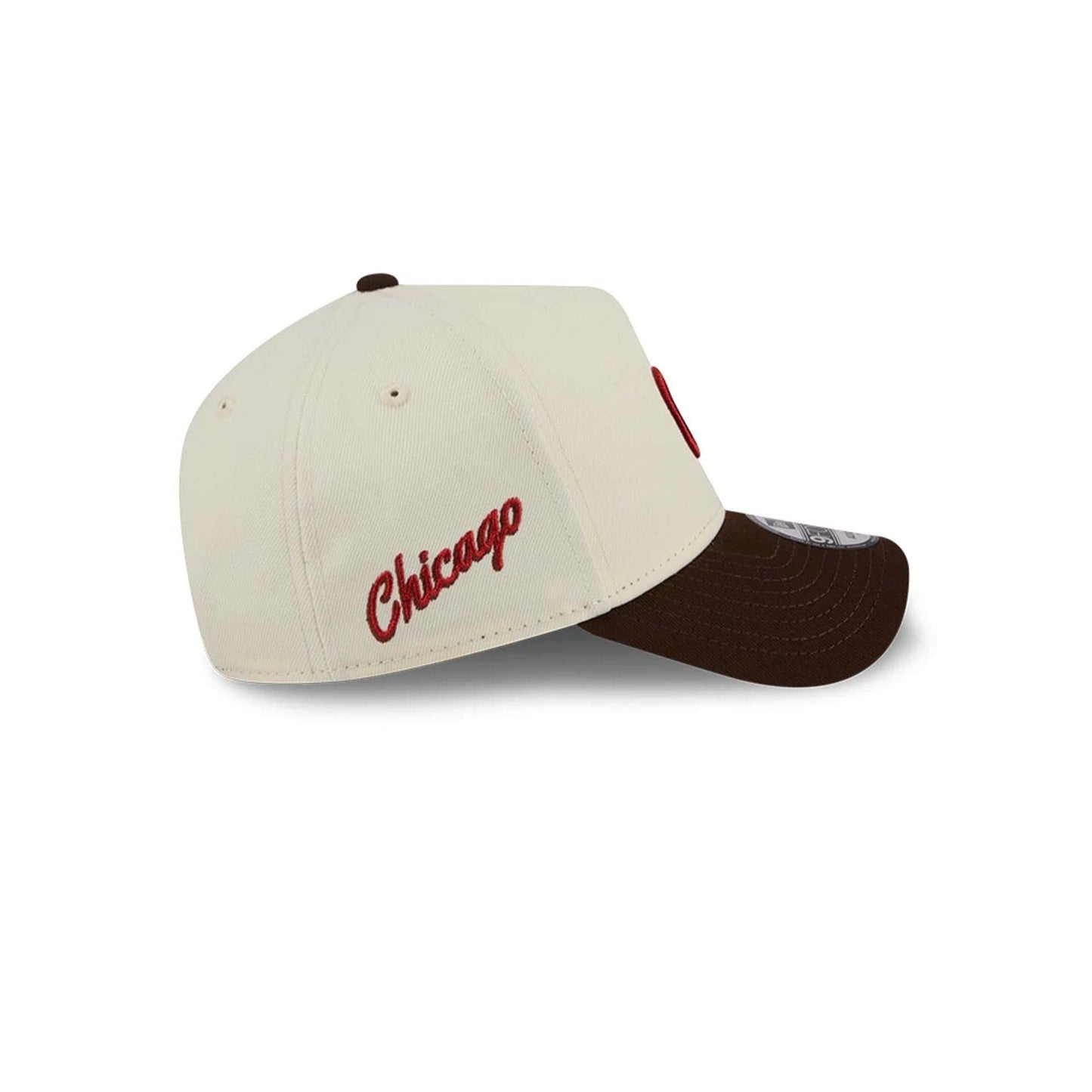 Pictured is this MLB City Script Chicago Cubs 9FORTY A-Frame cap in Cream  5