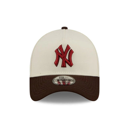 Pictured is this MLB City Script New York Yankees 9FORTY A-Frame cap in Cream. 3