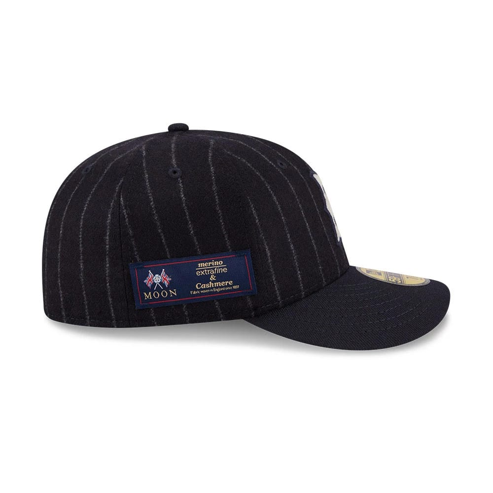 Pictured is this MLB X Moon Boston Red Sox 59FIFTY Fitted cap in Navy. 5