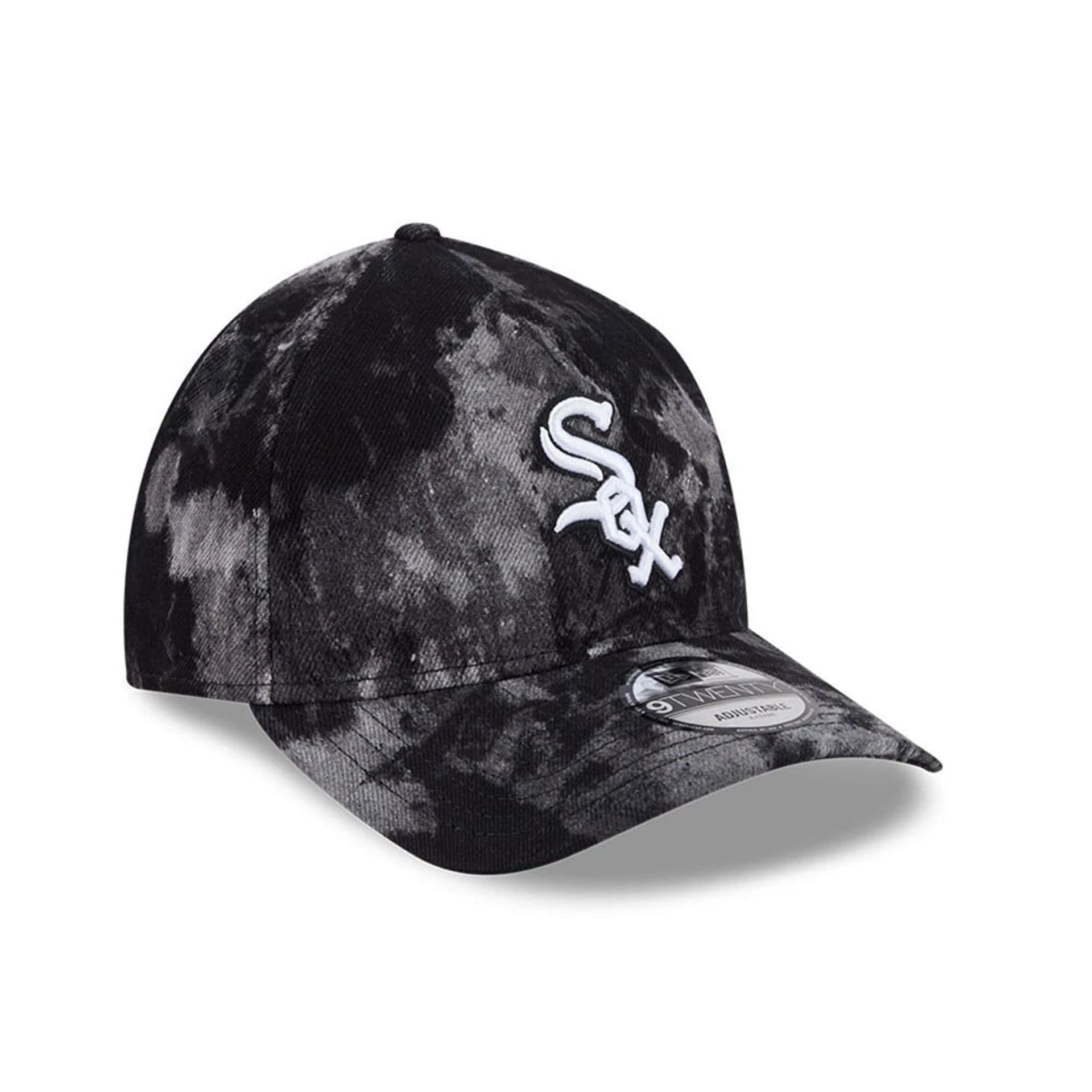 Pictured is this MLB Bleached Denim Chicago White Sox 9TWENTY A-Frame cap in black. 3