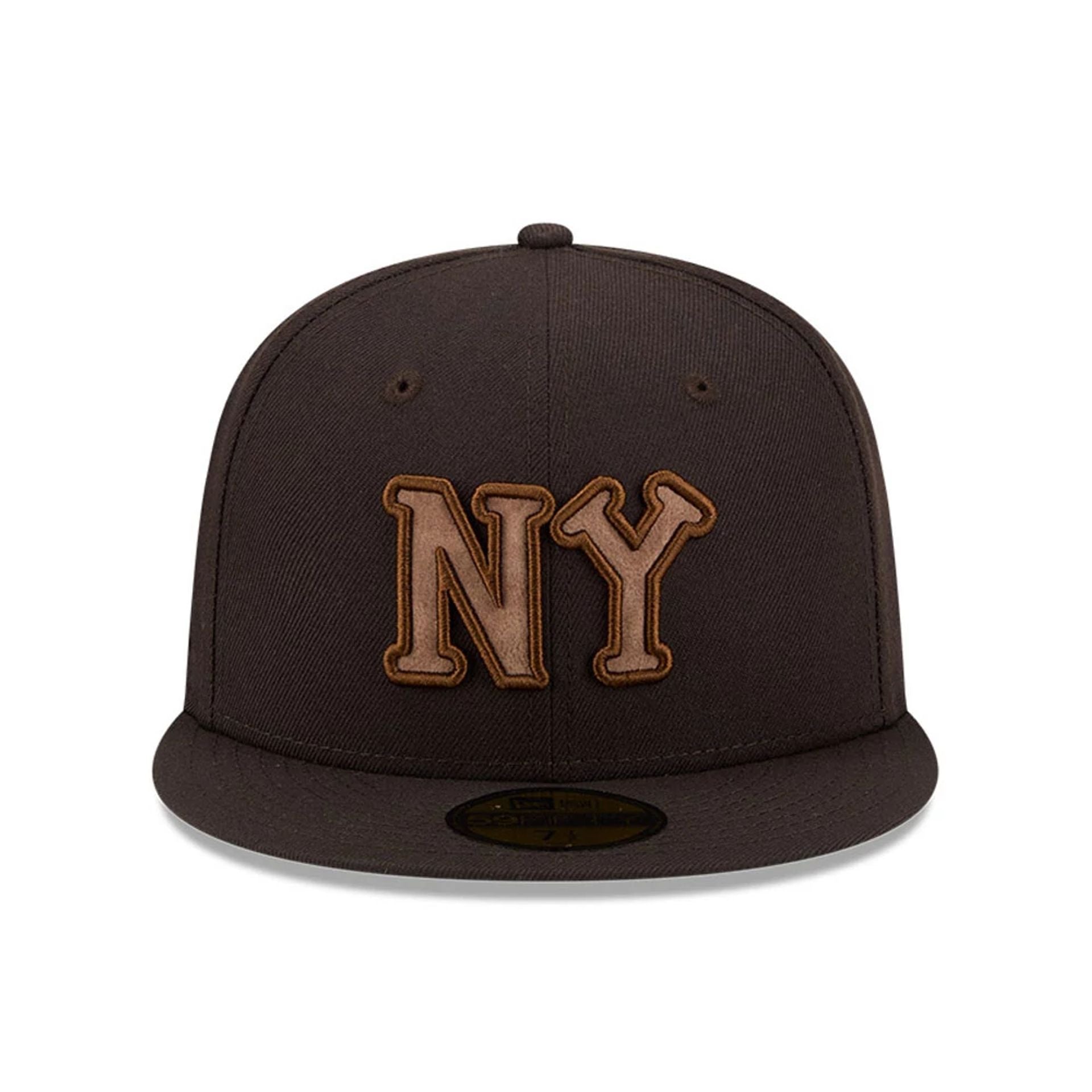 Pictured is this MLB Negro League New York Black Yankees 59FIFTY Fitted cap in dark brown. 3