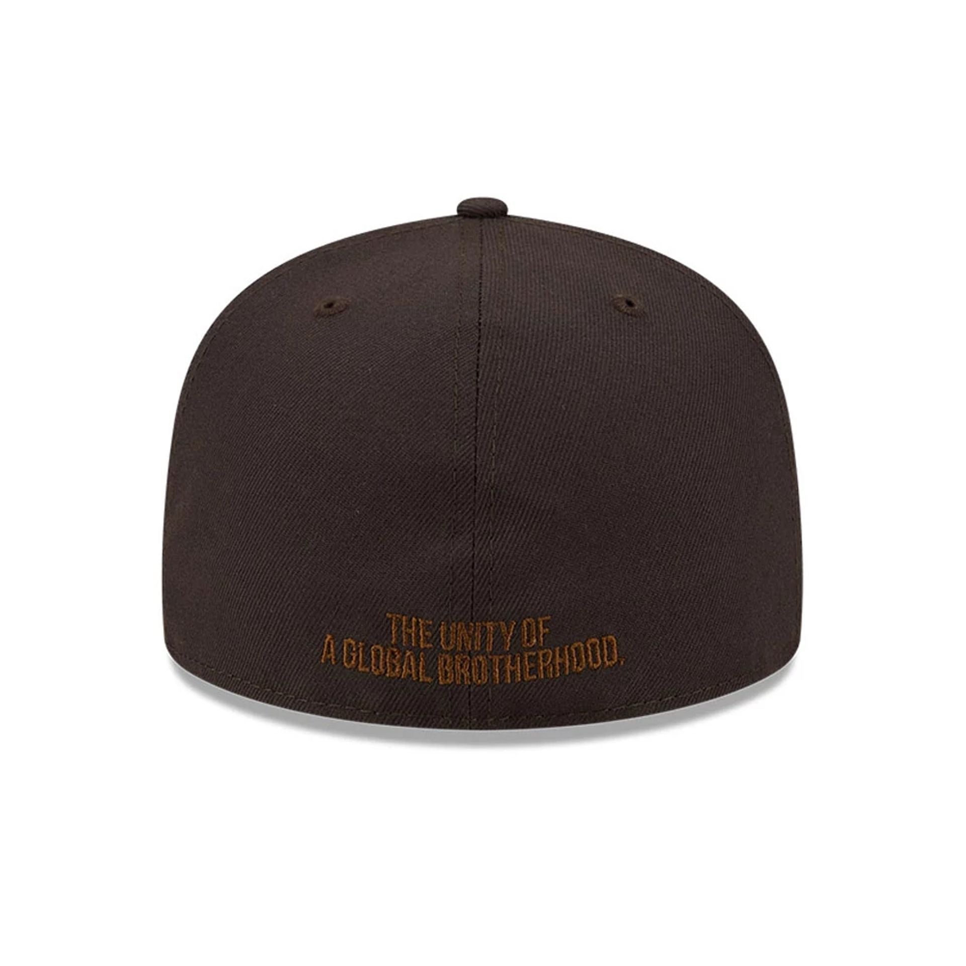 Pictured is this MLB Negro League Kansas City Monarchs 59FIFTY Fitted cap in dark brown. 3