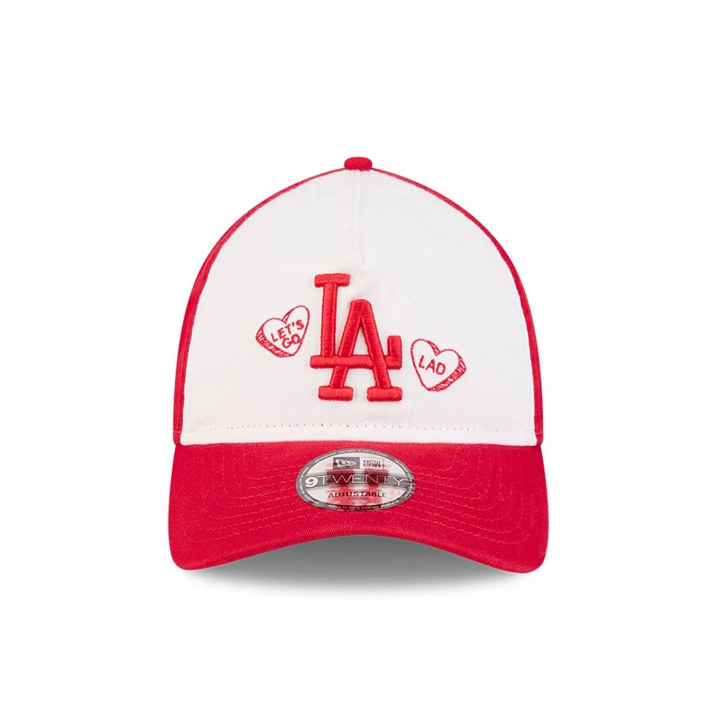 Pictured is this MLB Conversation Hearts LA Dodgers 9TWENTY A-Frame cap in red. 3