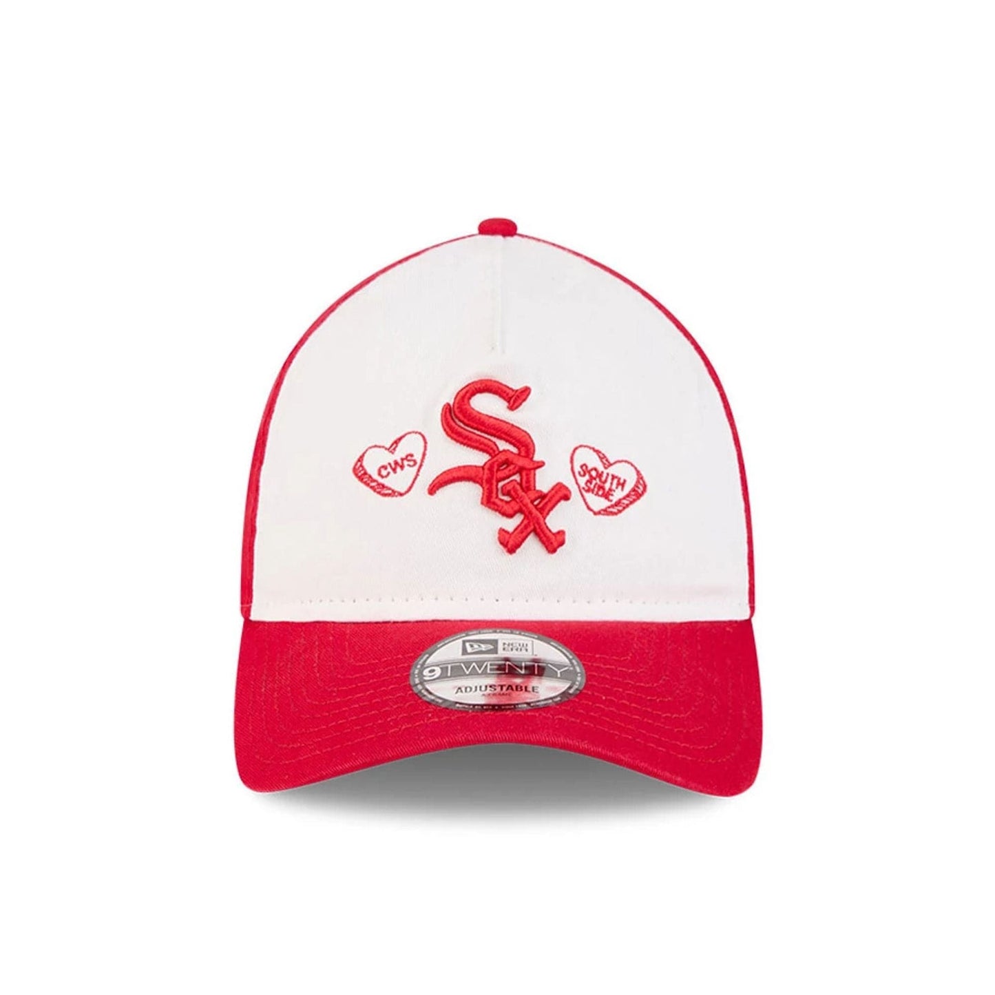Pictured is this MLB Conversation Hearts Chicago White Sox 9TWENTY A-Frame cap in red. 3