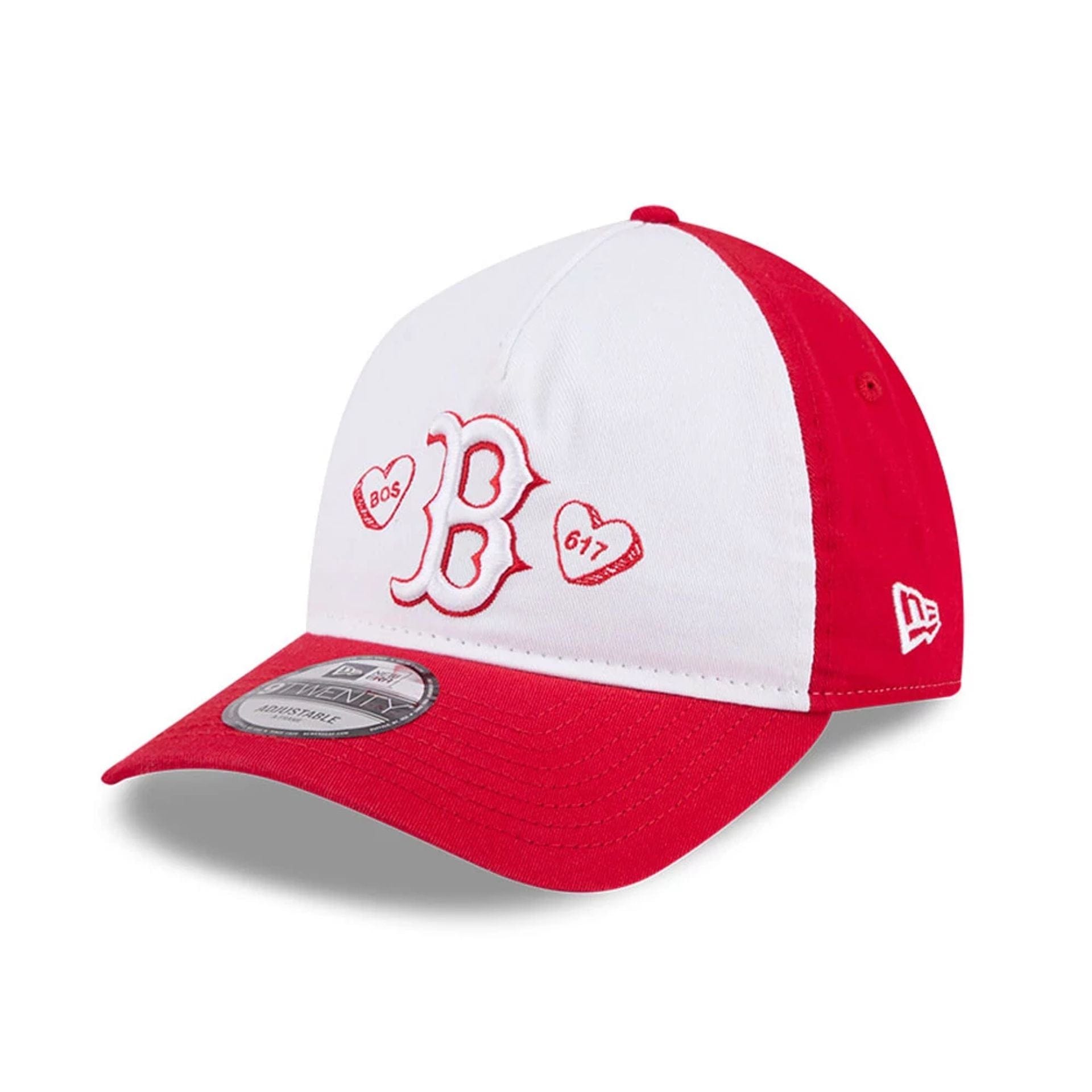 Pictured is this MLB Conversation Hearts Boston Red Sox 9TWENTY A-Frame cap in red. 1