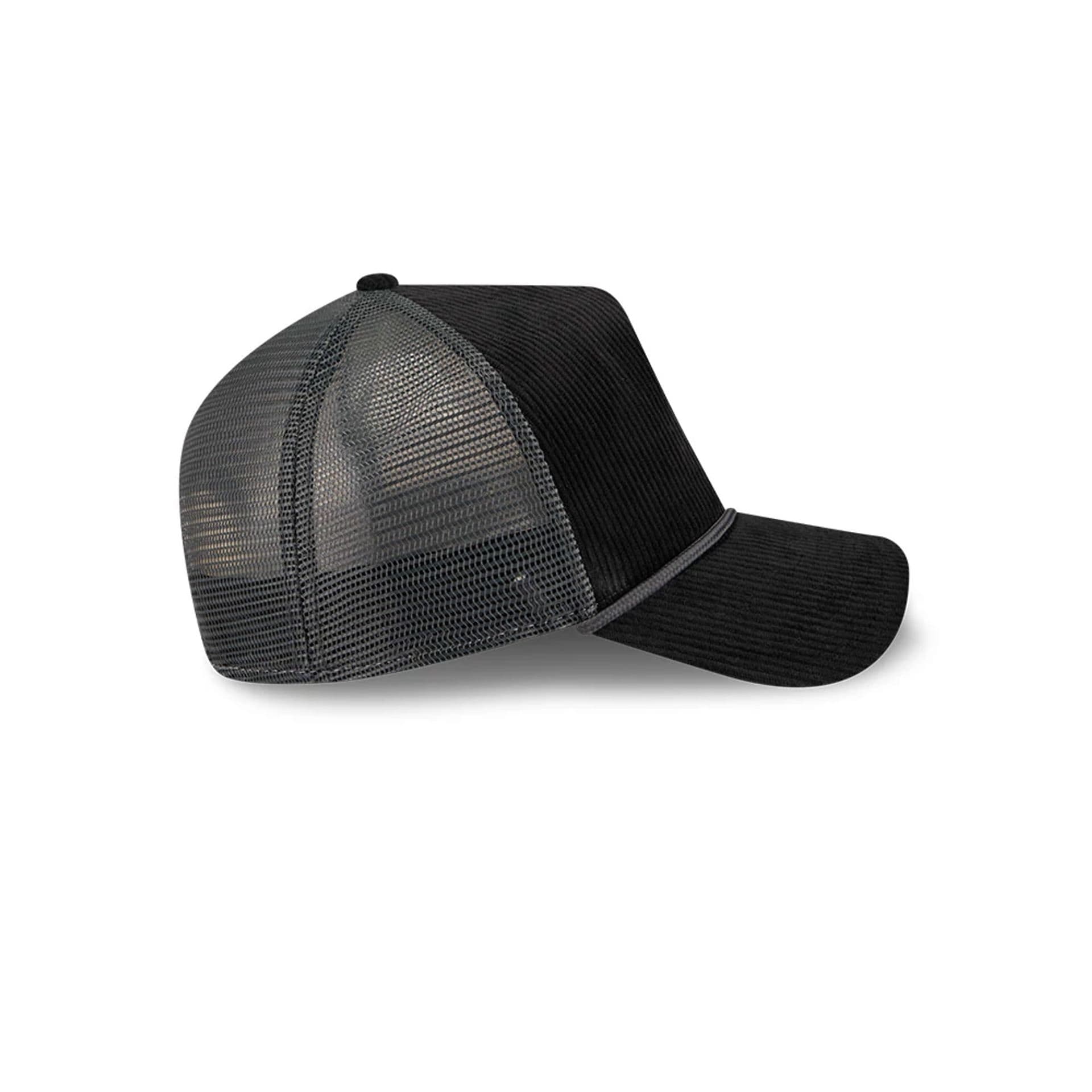 New Era Wide Cord Black 9FORTY A-Frame Trucker Cap | NEC UK