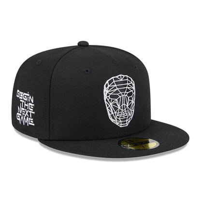 Pictured is this Netflix Squid Game Mask 59FIFTY Fitted cap in black. 1