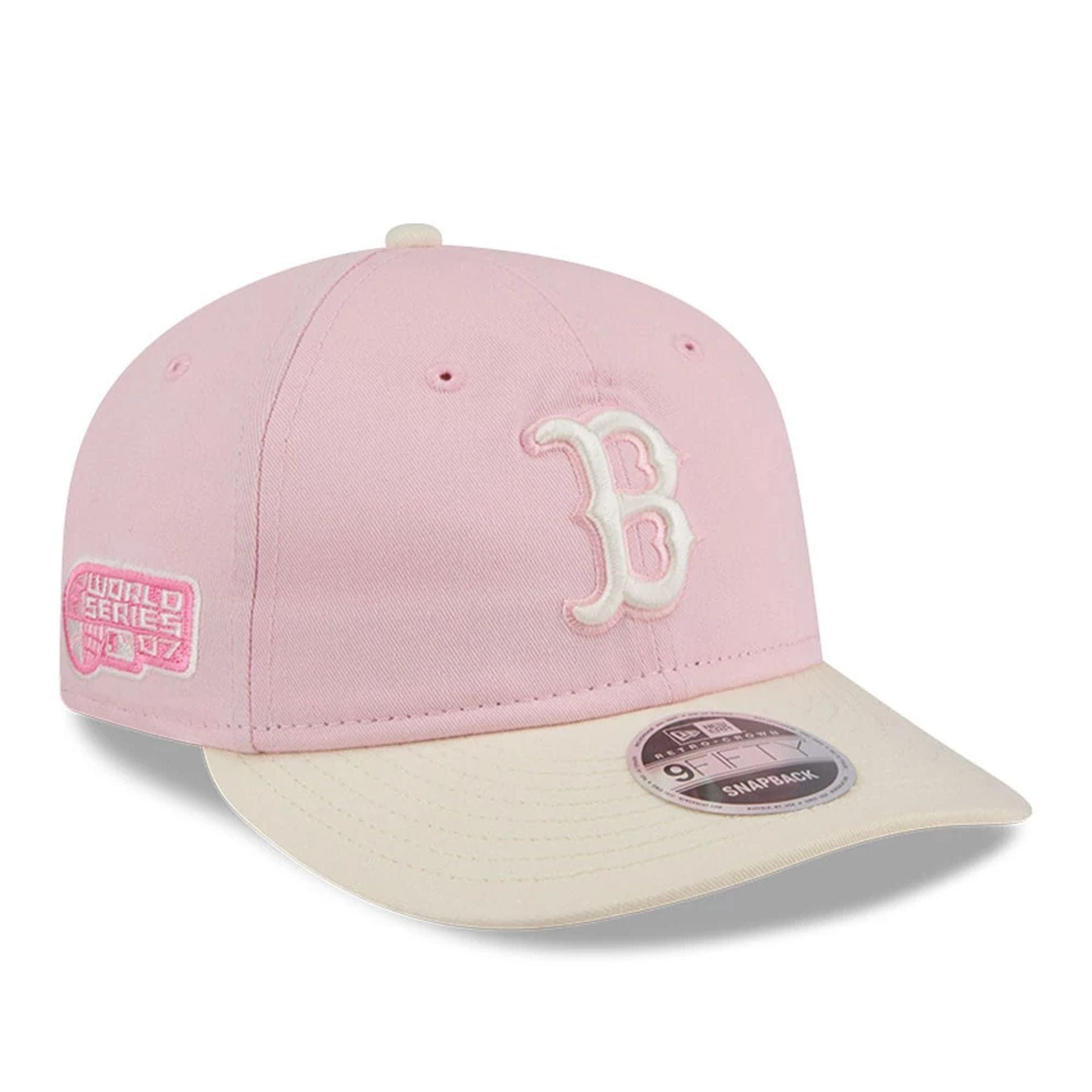 Pictured is this MLB Washed Tie Dye Boston Red Sox 9FIFTY Snapback cap in pastel pink. 1
