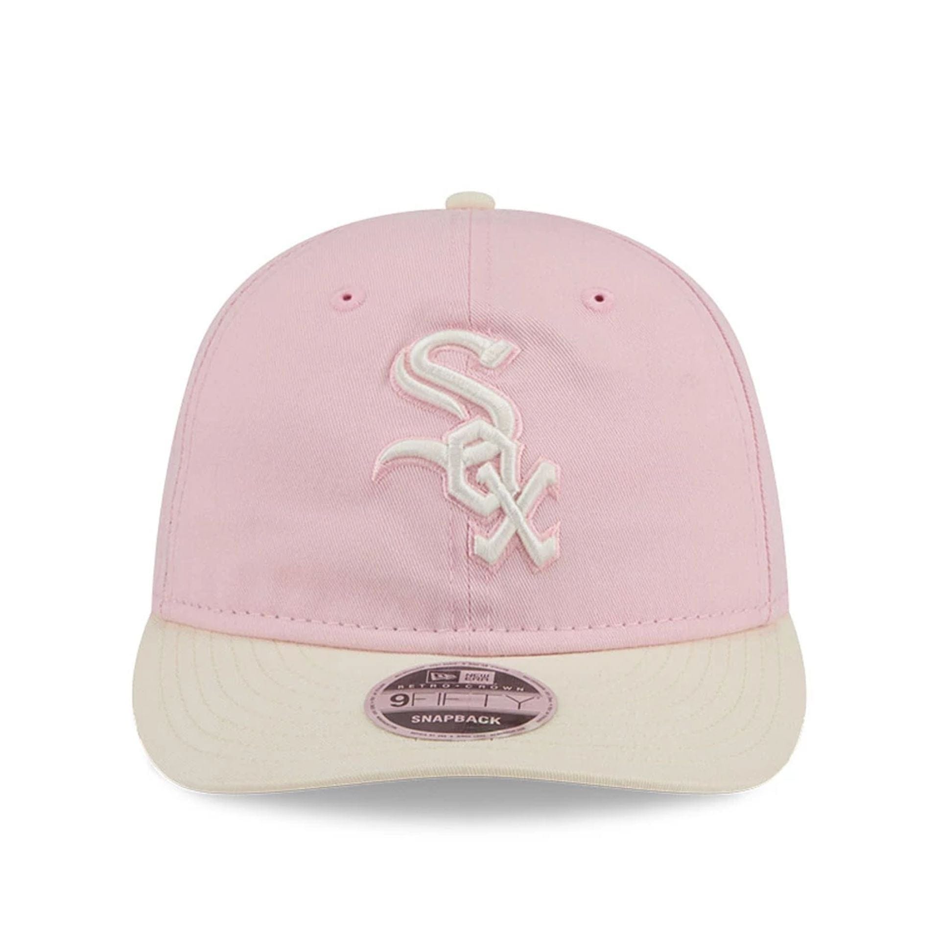 Pictured is this MLB Washed Tie Dye Chicago White Sox 9FIFTY Snapback cap in pastel pink. 2