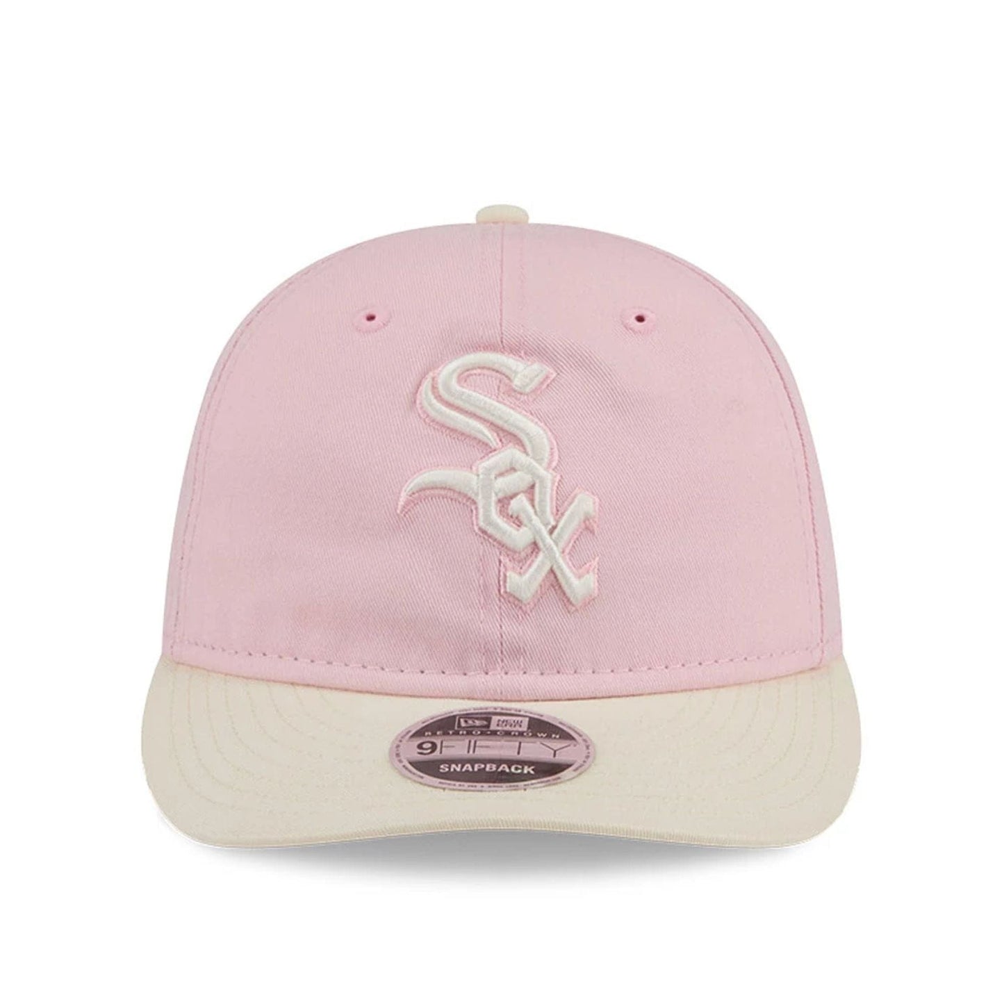 Pictured is this MLB Washed Tie Dye Chicago White Sox 9FIFTY Snapback cap in pastel pink. 2