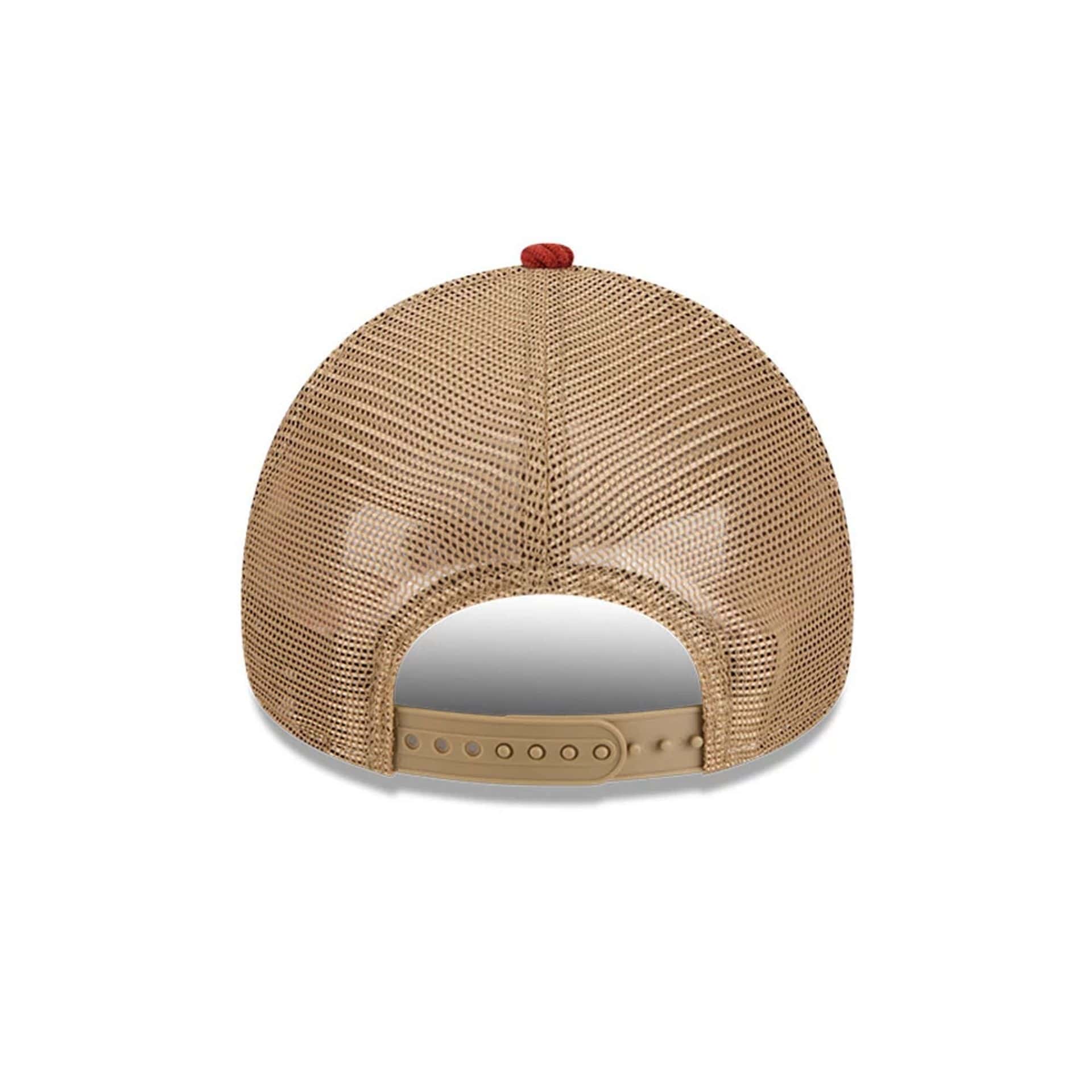 Pictured is this New Era Wide Cord 9FORTY A-Frame Trucker cap in dark red. 6