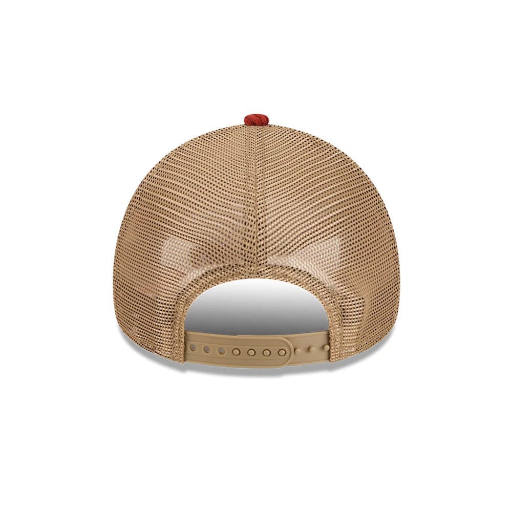 Pictured is this New Era Wide Cord 9FORTY A-Frame Trucker cap in dark red. 6