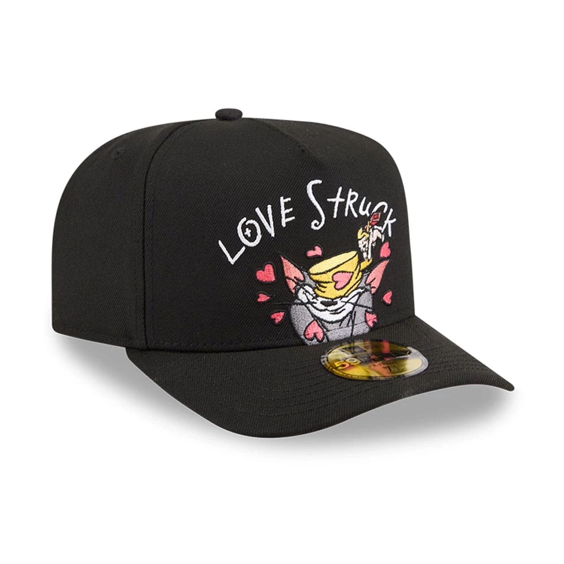 Pictured is this Tom & Jerry Love Struck 59FIFTY A-Frame Fitted cap in black. 4