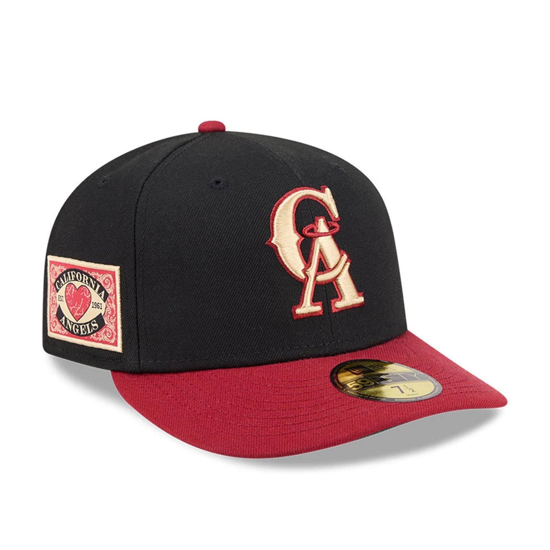Pictured is this MLB Team Cards LA Angels 59FIFTY Fitted cap in black. 1