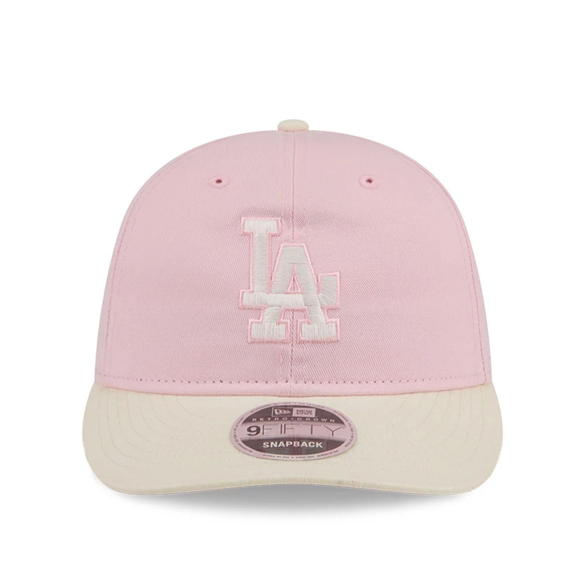 Pictured is this MLB Washed Tie Dye LA Dodgers 9FIFTY Snapback cap in pastel pink. 2