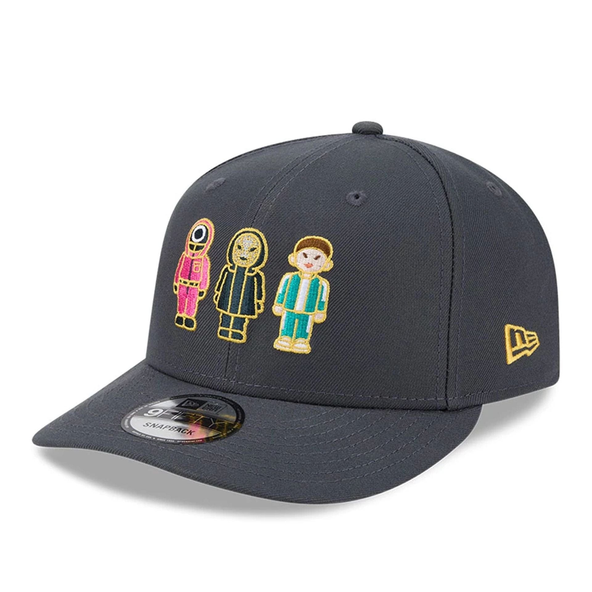 Pictured is this Netflix Squid Game 9FIFTY Snapback cap in dark grey. 1