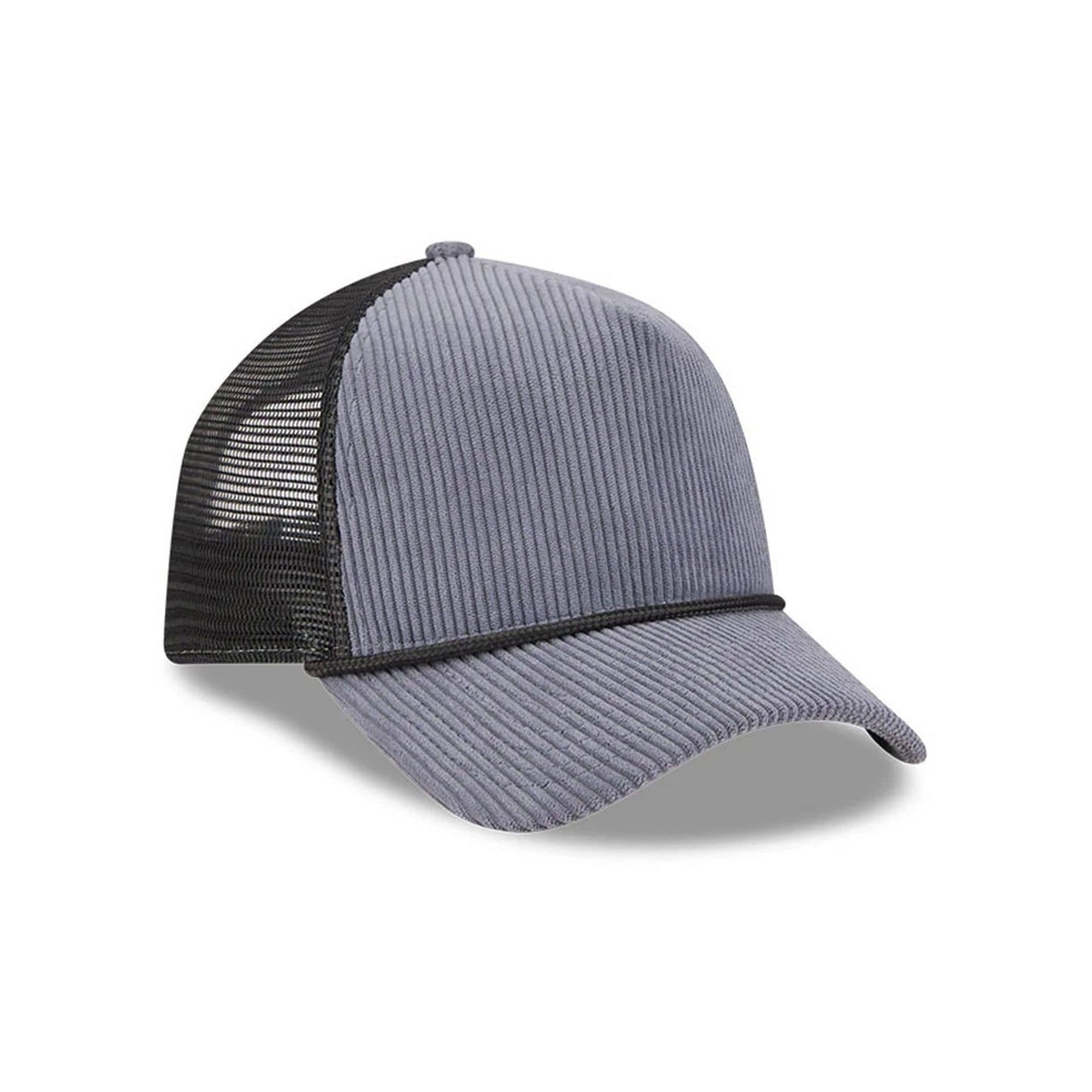 Pictured is this New Era Wide Cord 9FORTY A-Frame Trucker cap in dark blue. 3