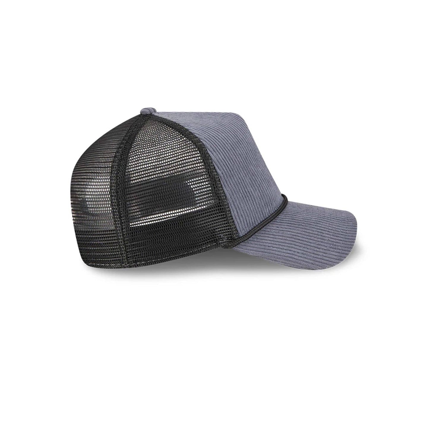 Pictured is this New Era Wide Cord 9FORTY A-Frame Trucker cap in dark blue. 5